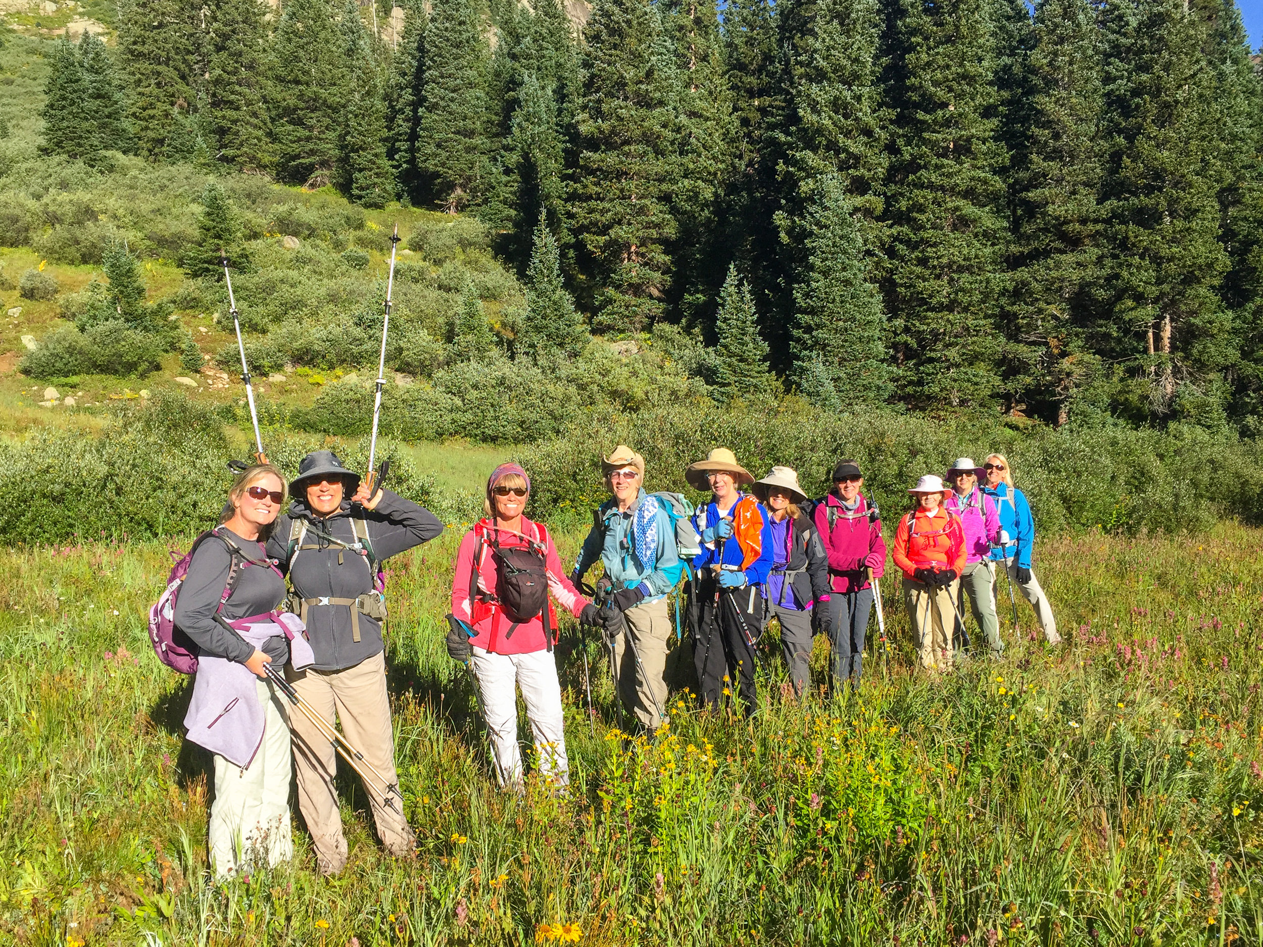 Moxie Hiking group on Rico-Silverton trail