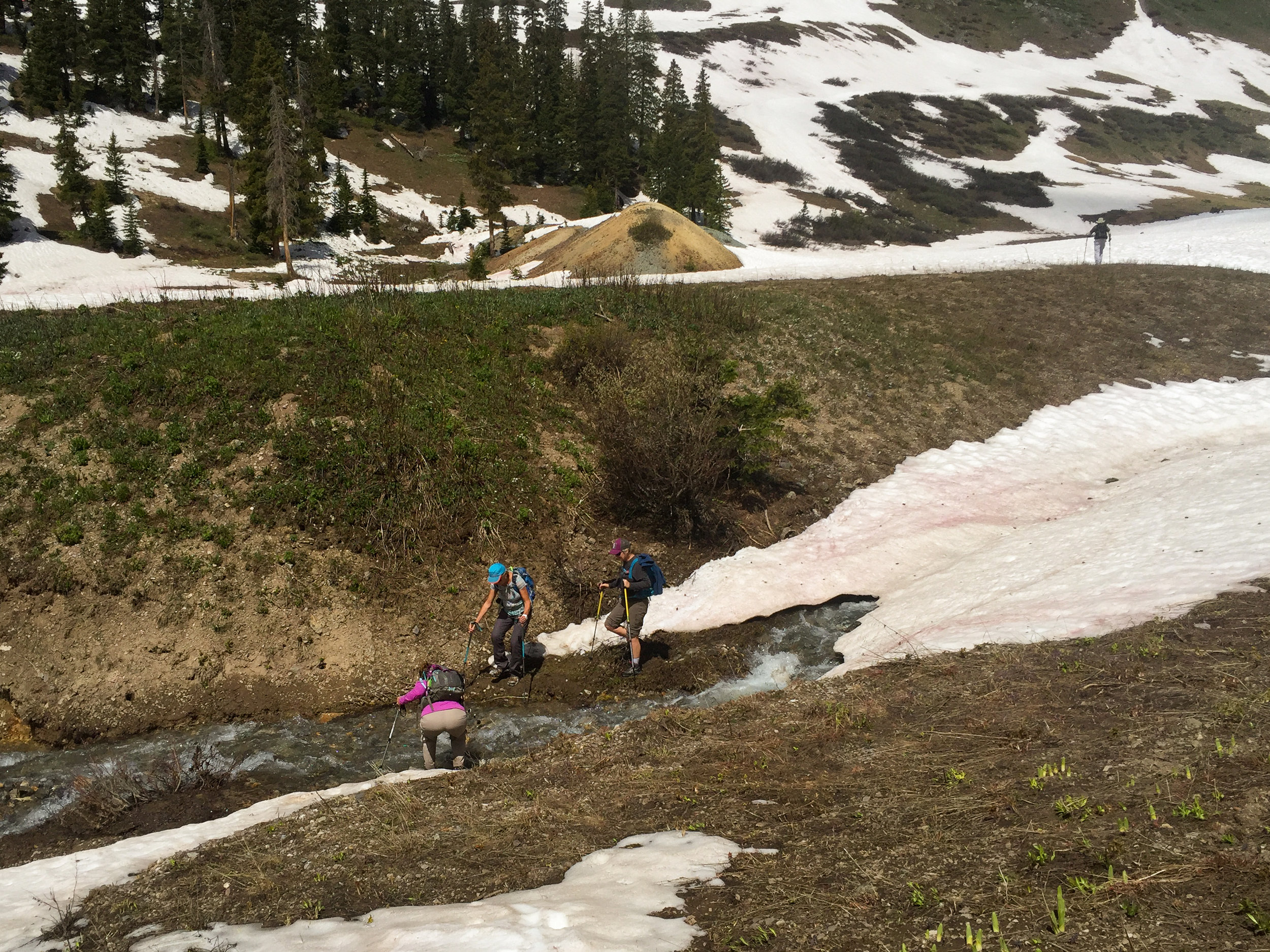  Gina provides her motherly assistance to get Donna and lisa across the water. You should have all just worn gaiters.