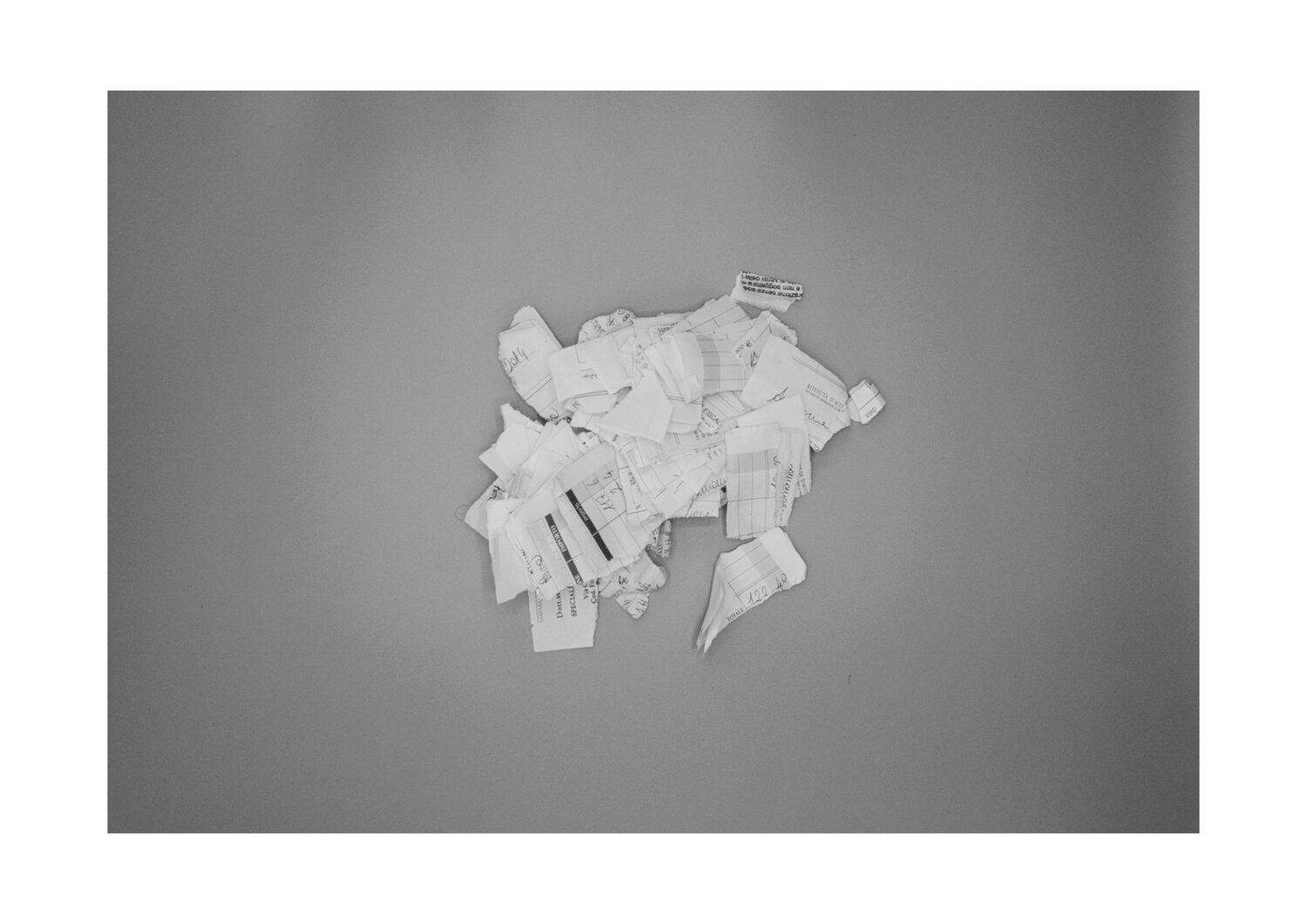       Receipts (a) Receipts from my psychologist. November 7th 2014 / February 4th 2016 Rome    35mm b/w      