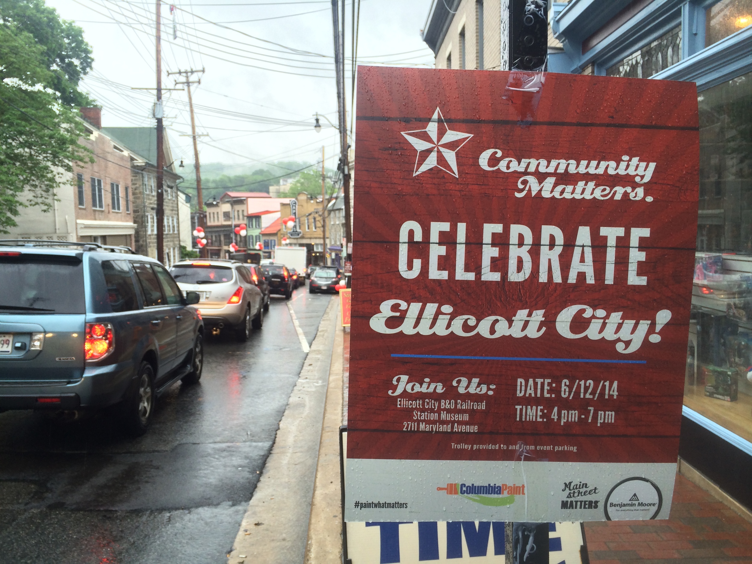 Decorated with posters and balloons, Main Street hosted a community celebration for the Benjamin Moore: Main Street Matters campaign. 