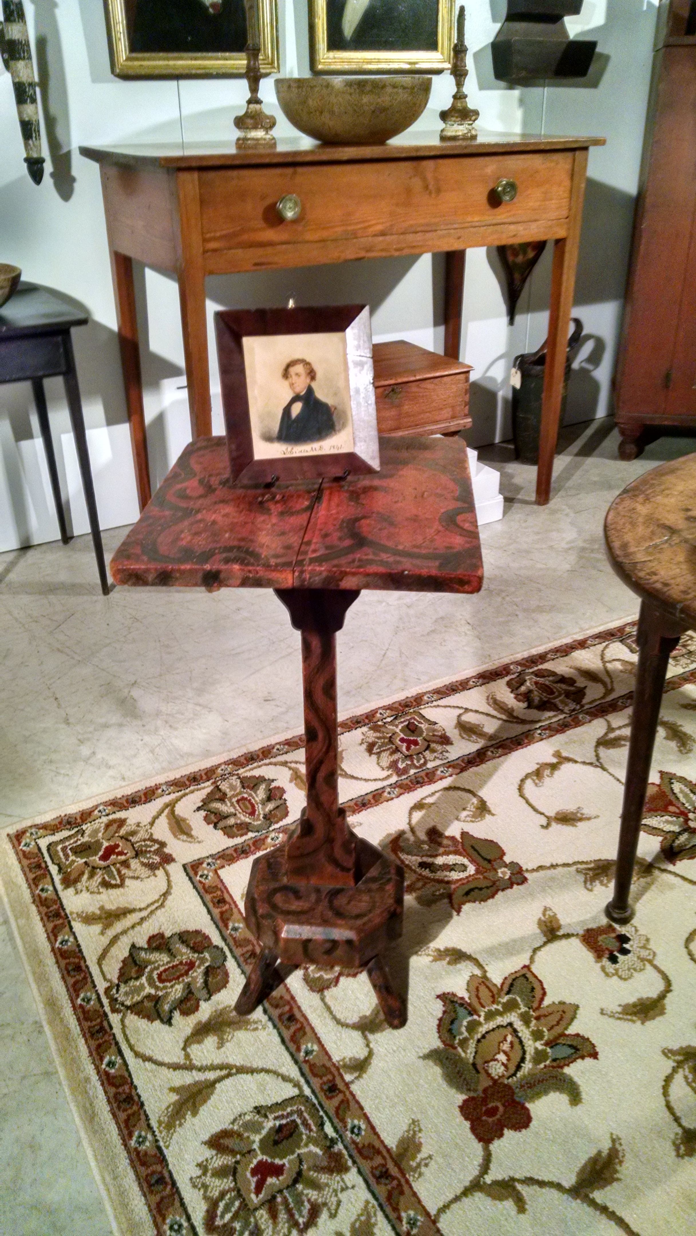 Early Paint Decorated Candle Stand