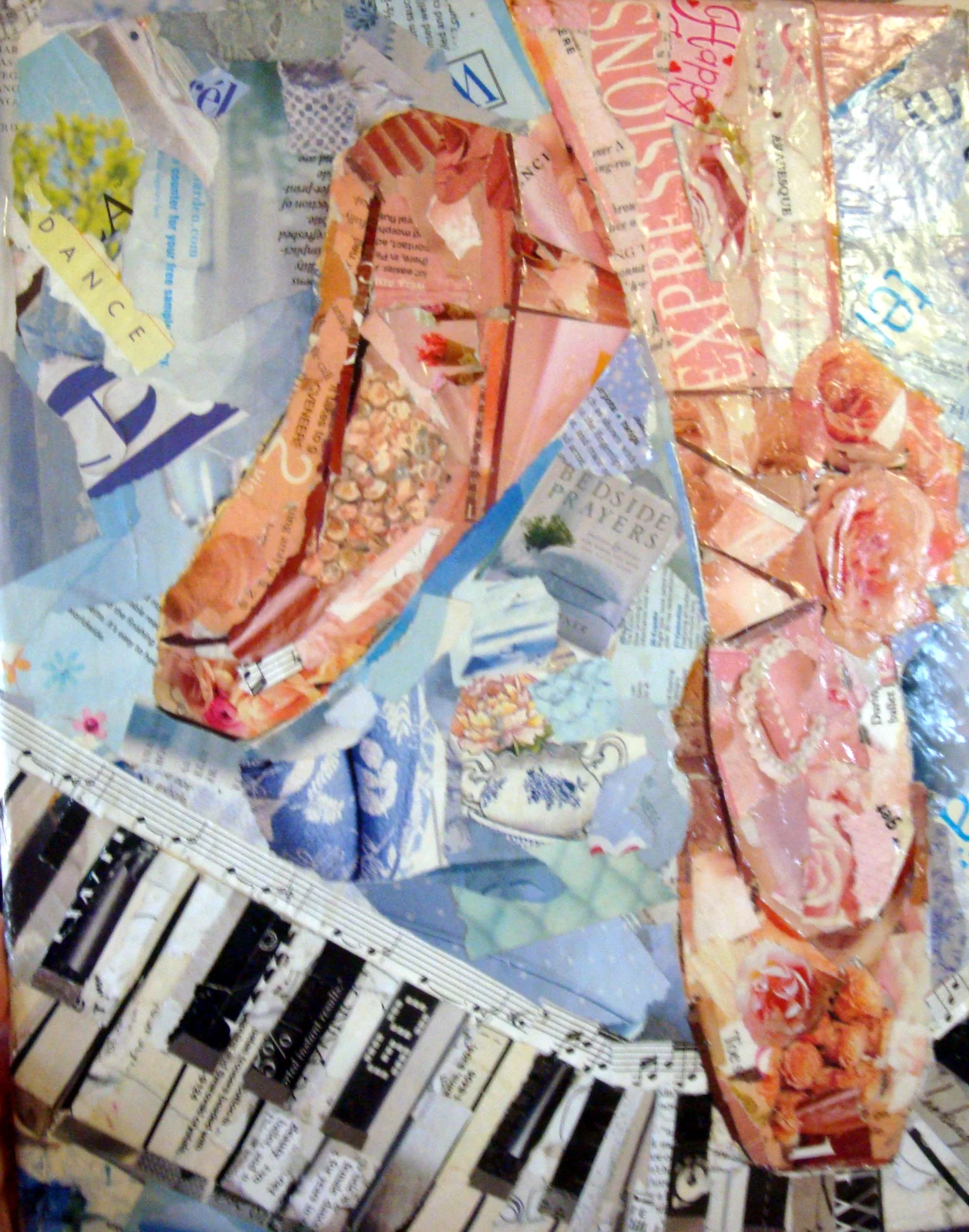  Torn paper collage on canvas.&nbsp; Magazine pages torn to make this piece.&nbsp;  Artist collection 