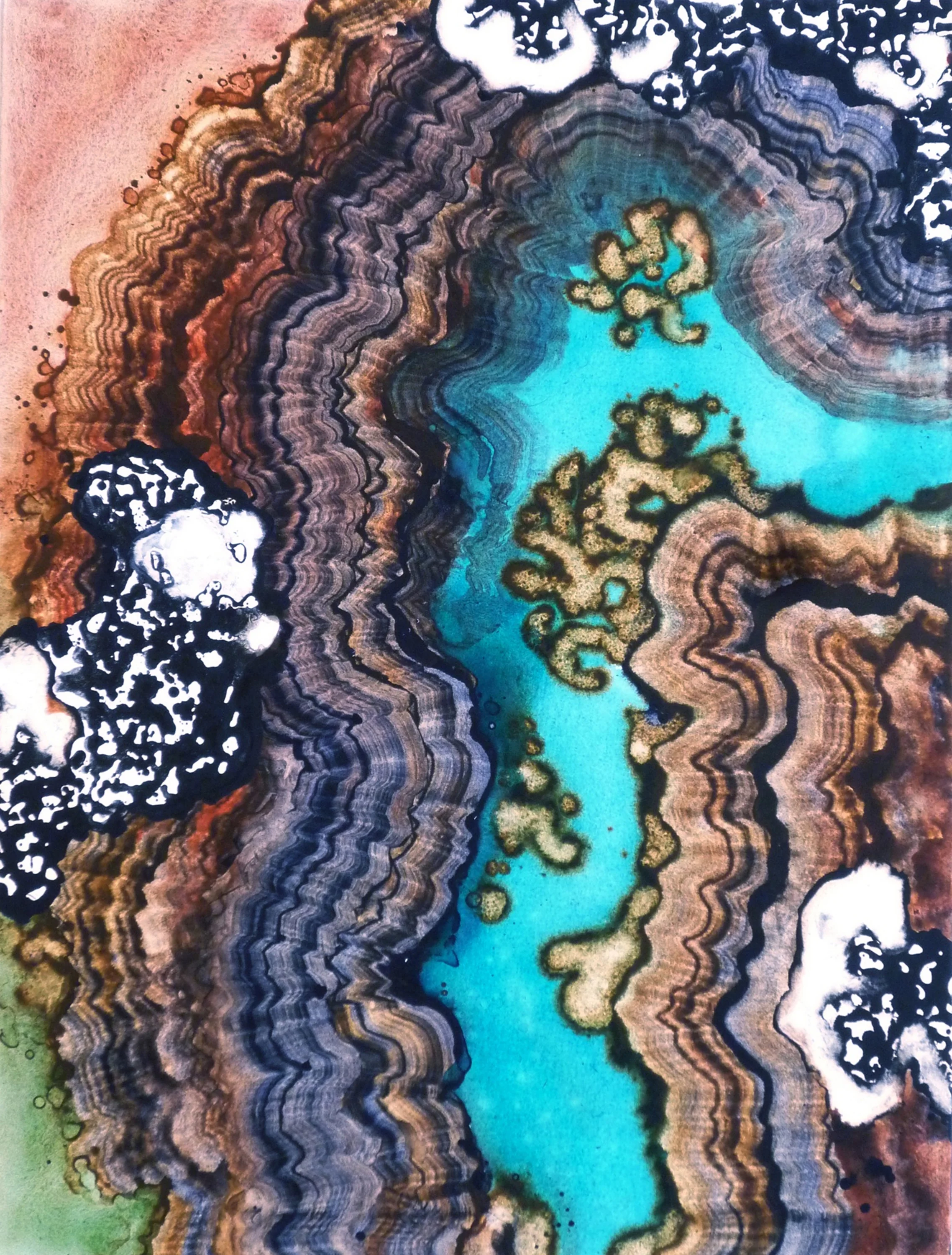 "Blue Lagoon/Brown Belt" 1993 Acrylic on canvas 4x3 feet