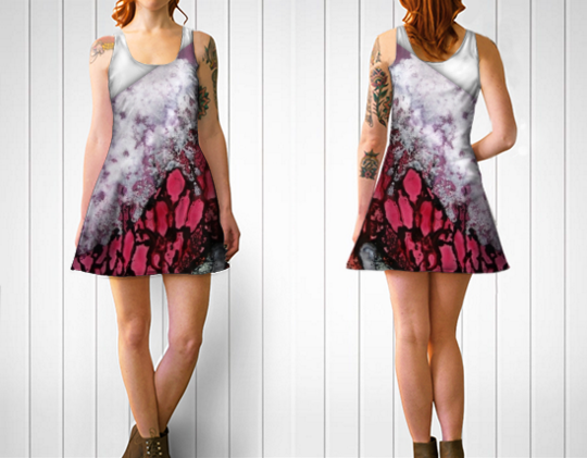 Forest Fire Flare Dress - White Style - Front and Back.png