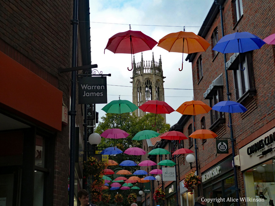  umbrellas and York Minster 