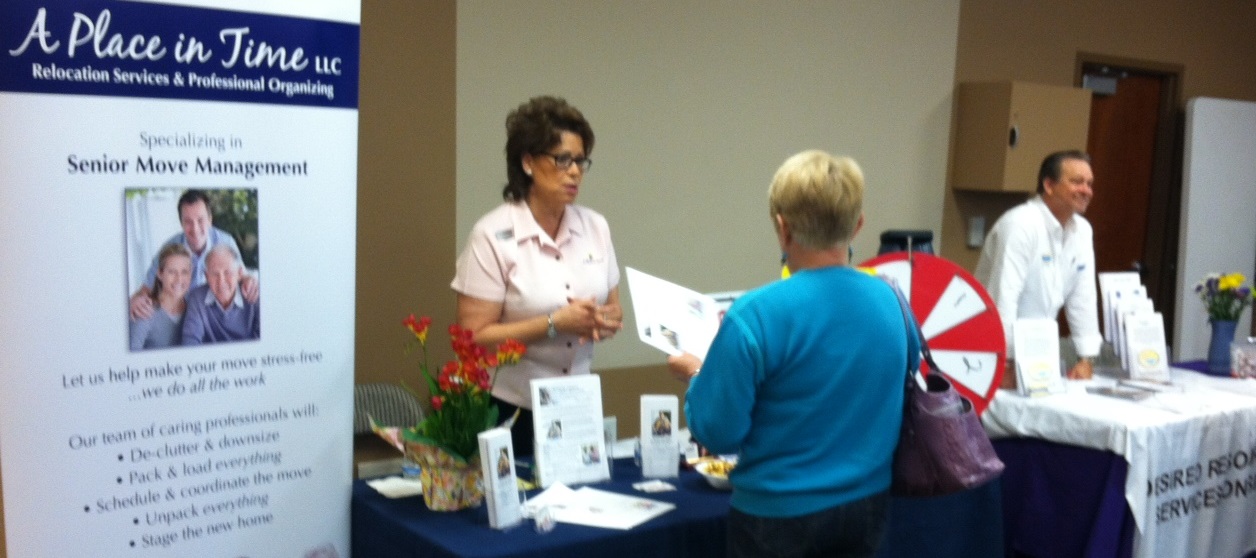 Our outreach to the senior community includes frequent participation in seminars, programs, and major events that help provide seniors with information about everyday living and long-term planning, and particularly how to minimize the stress that comes with relocation to a new home or retirement community. This was taken at the 2014 Wellness Fair in Tempe, organized by the Alliance Care Team (ACT), an East Valley organization that serves the senior community. A Place in Time is an ACT member.