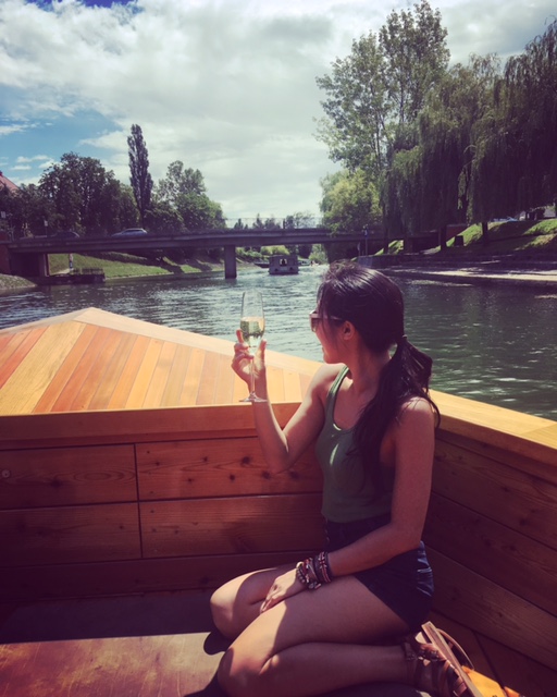 Champagne on Ljubljanica River