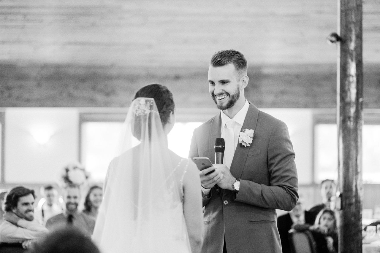  Groom laughs while reading vows 