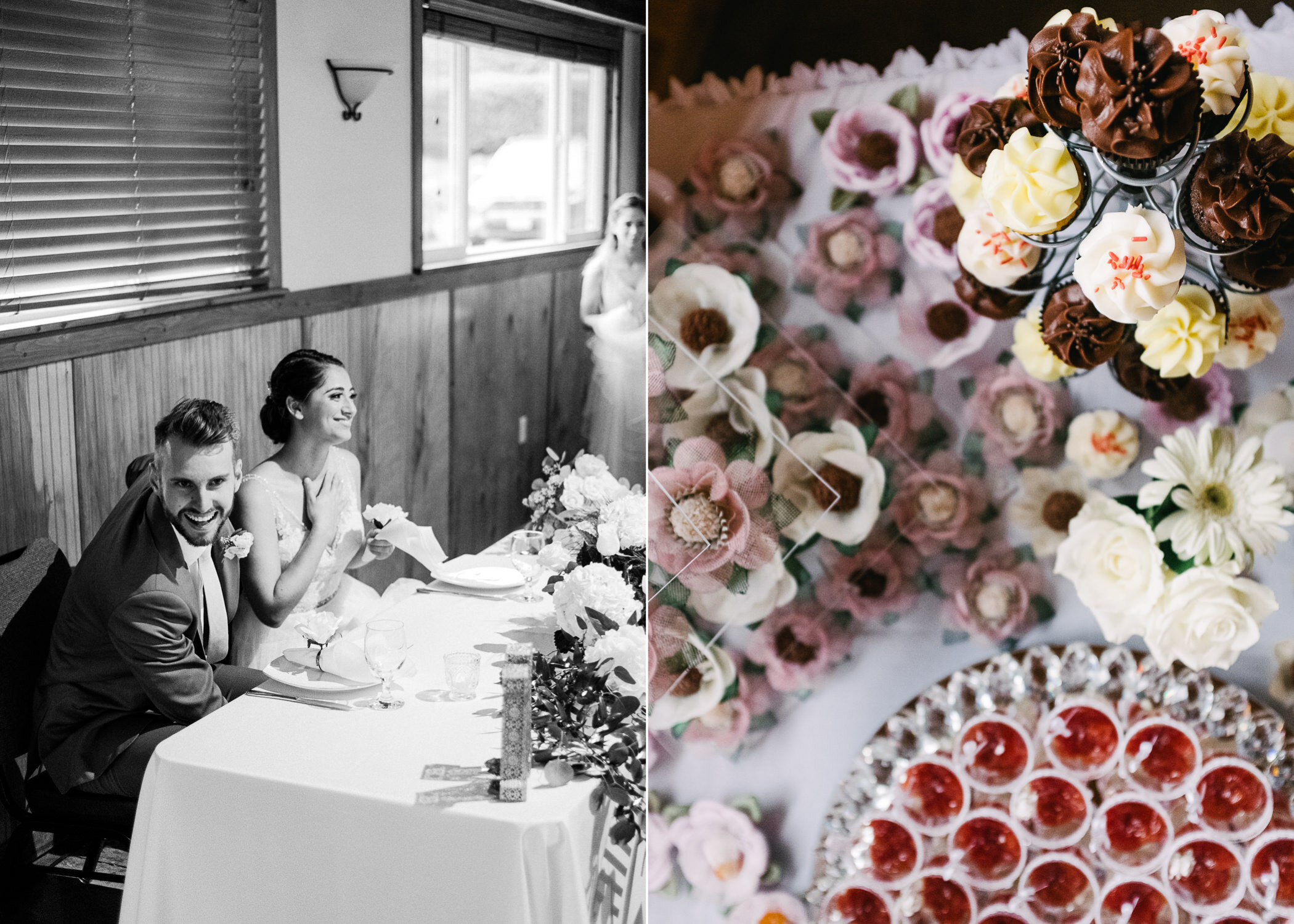  Closeup of Brazilian wedding desserts at wedding table 