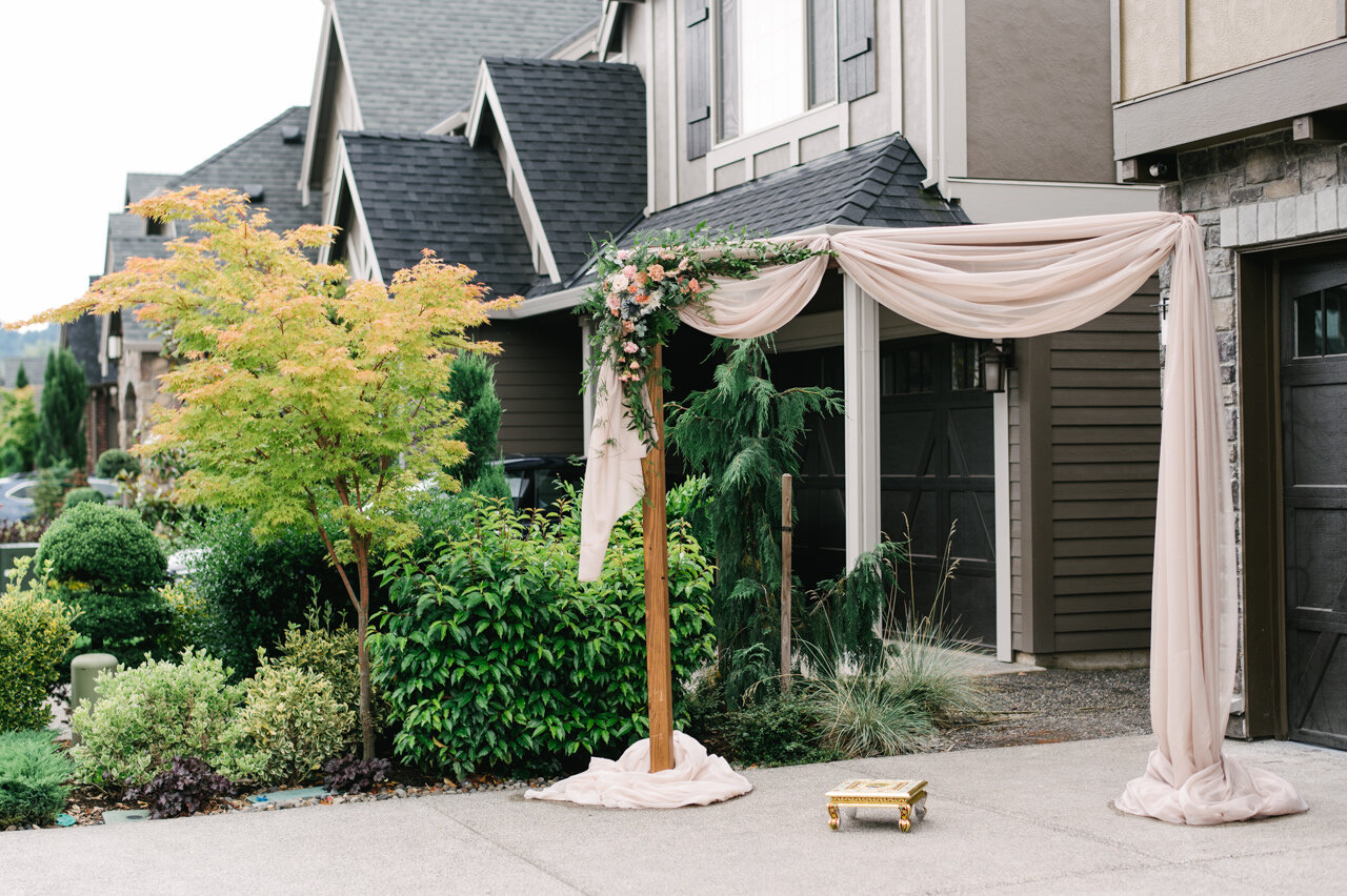  Residential neighborhood wedding backdrop Indian stool 