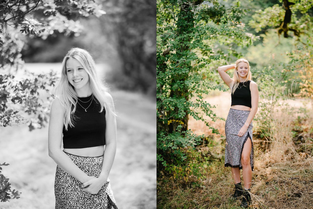  Smiling portraits of black and white senior girl 