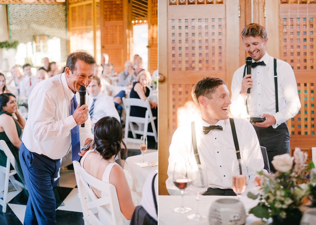  Funny moments in wedding toasts in sunlight filled apple house 