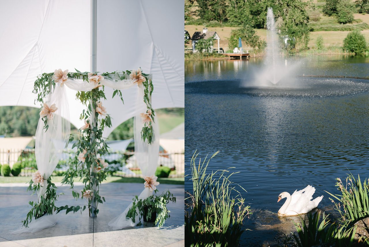  Artis flora wedding backdrop and swan fountain 