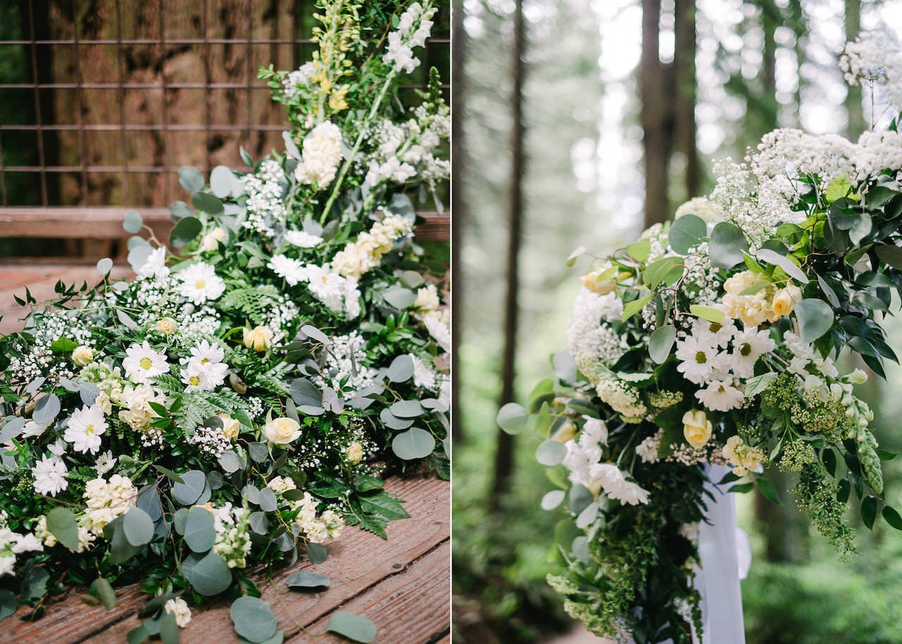  Daisy and florals on redwood deck ceremony 