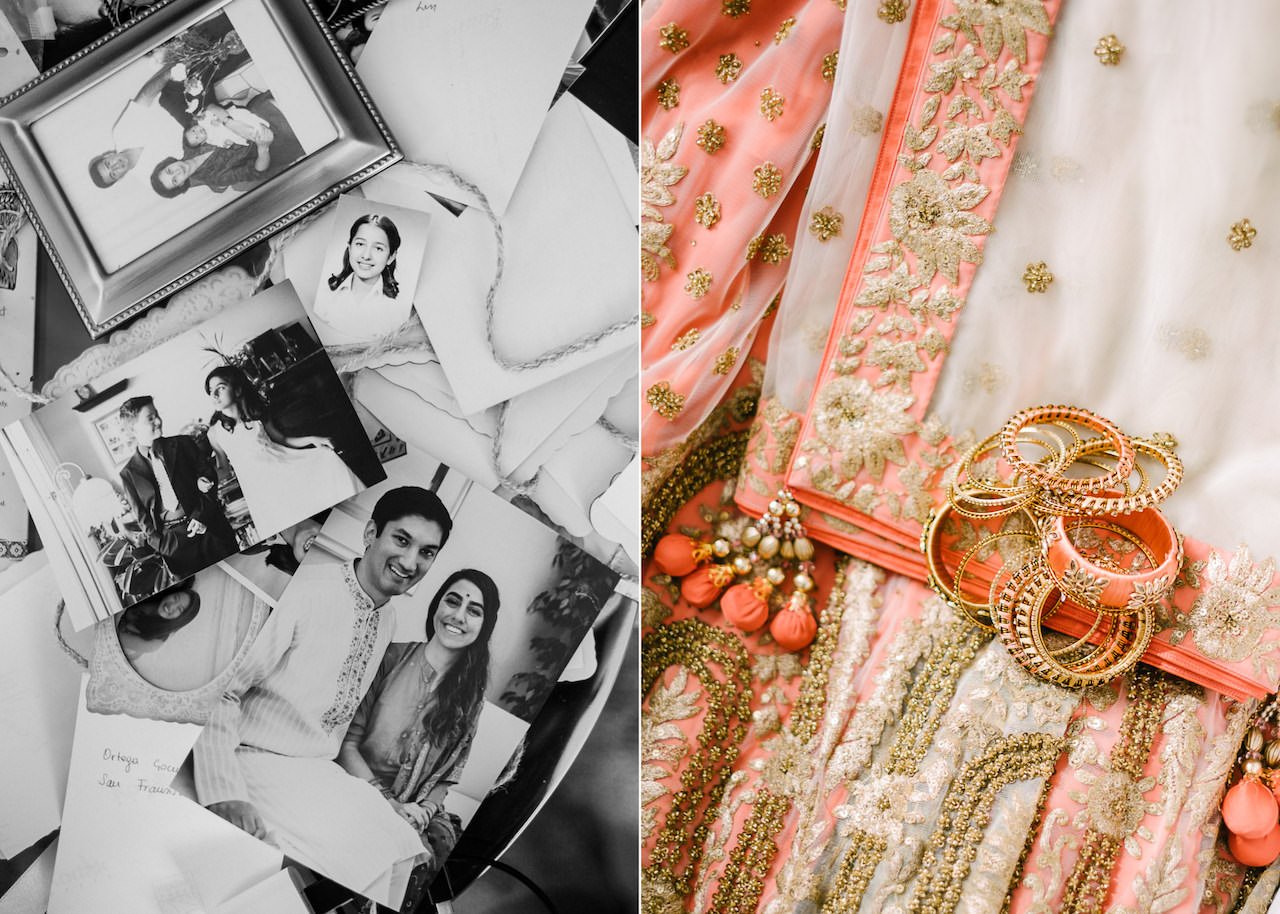  Details of light pink Indian wedding sari 