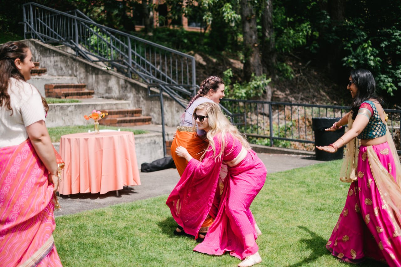  Bridesmaids in pink sari steal grooms shoes and run away 