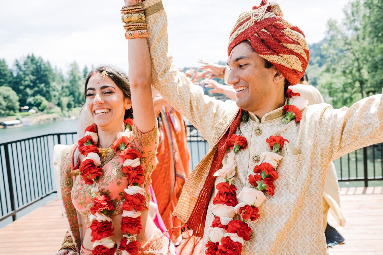  Indian couple just married cheer at platform at Roehr park 