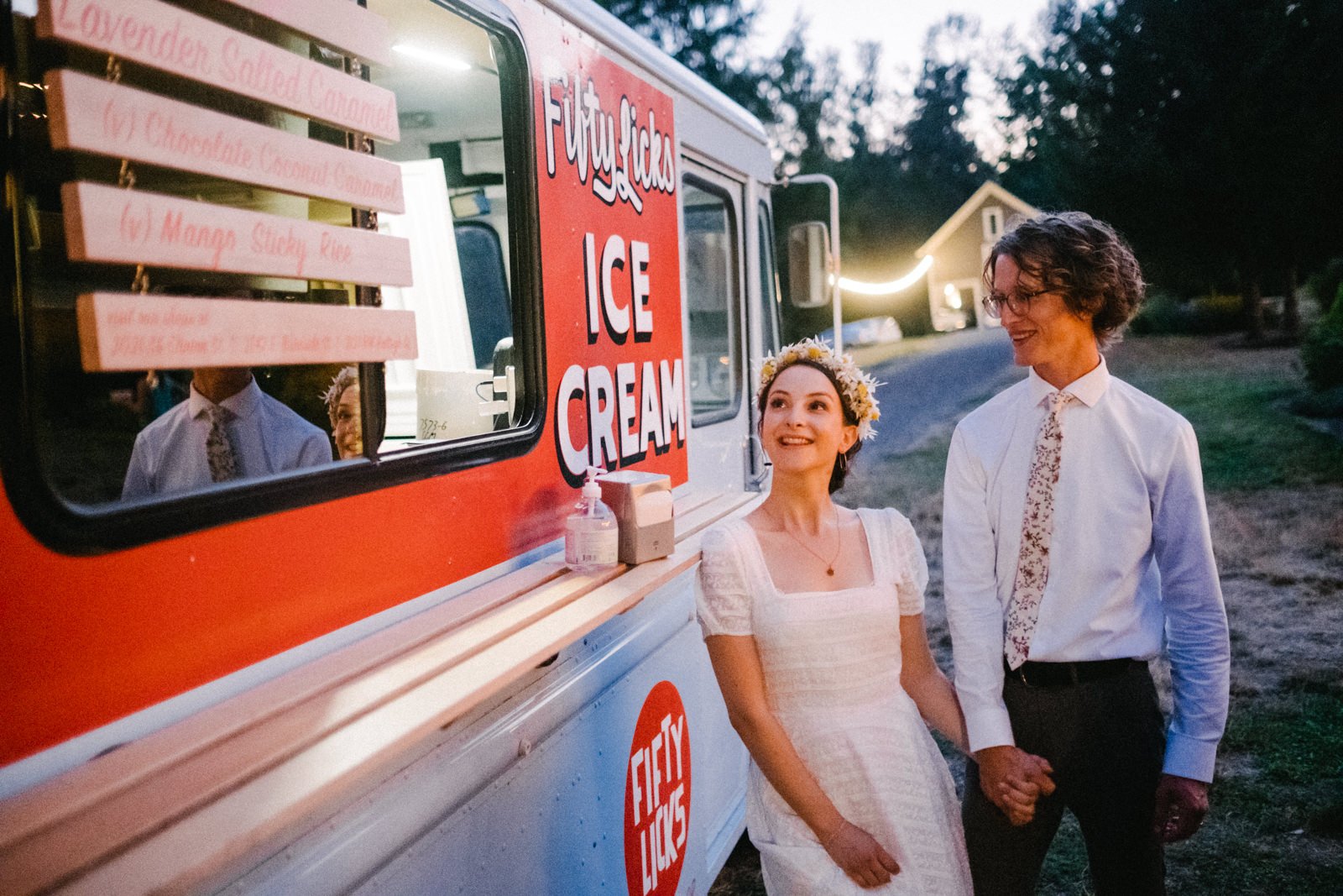  Bride and groom enjoy fifty licks ice cream 