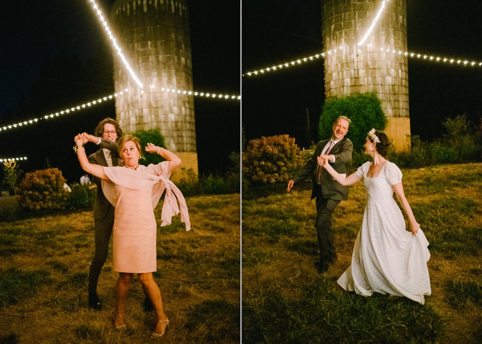  Bride twirls with father in dancing in low light 