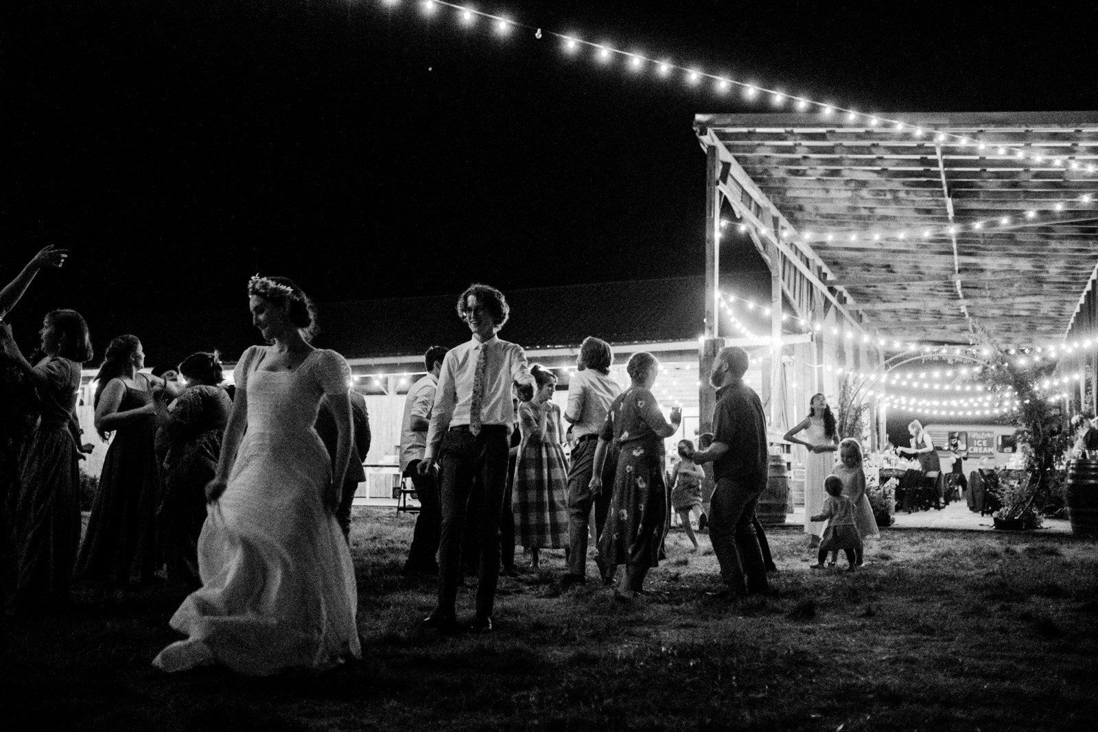  Bride twirls dress in late night reception dance 