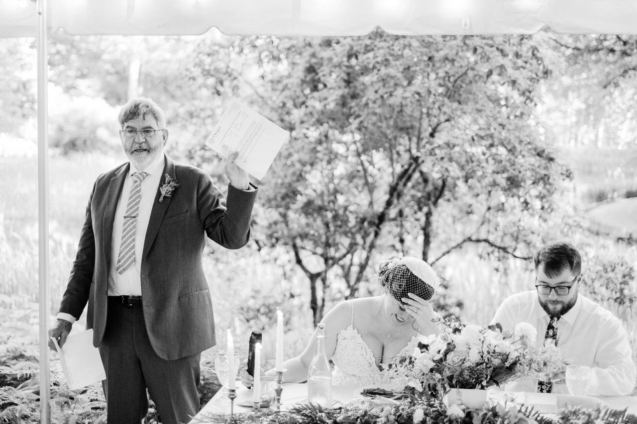 Bride's father does toast embarrassing the bride 