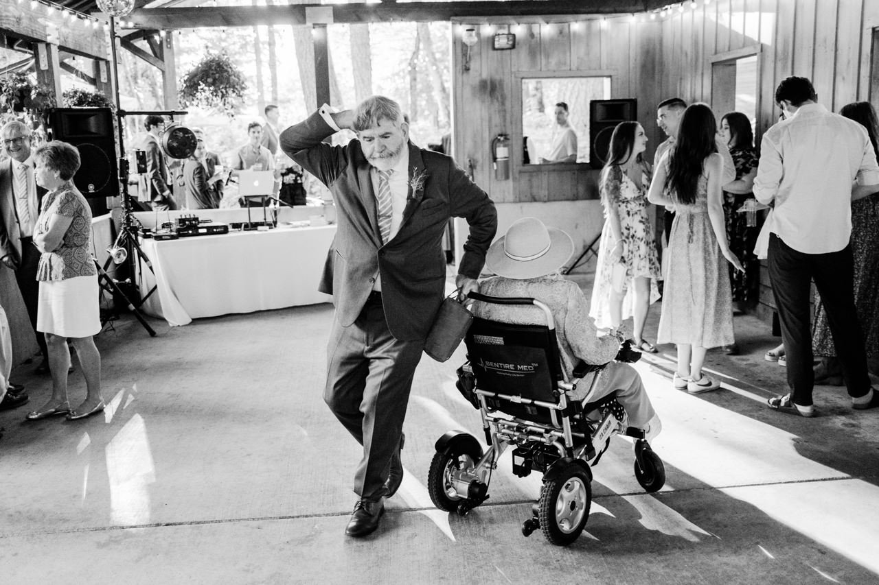  Father of bride dances with grandmother in wheelchair 