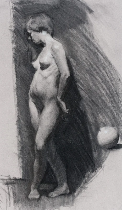 Female Nude, 30x18, charcoal on paper, Private Collection