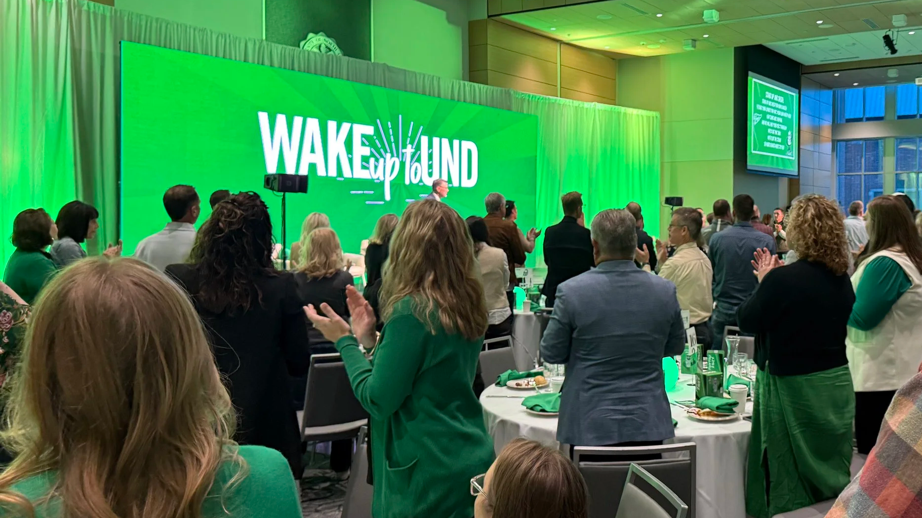 Wake up to UND event photo of stage.