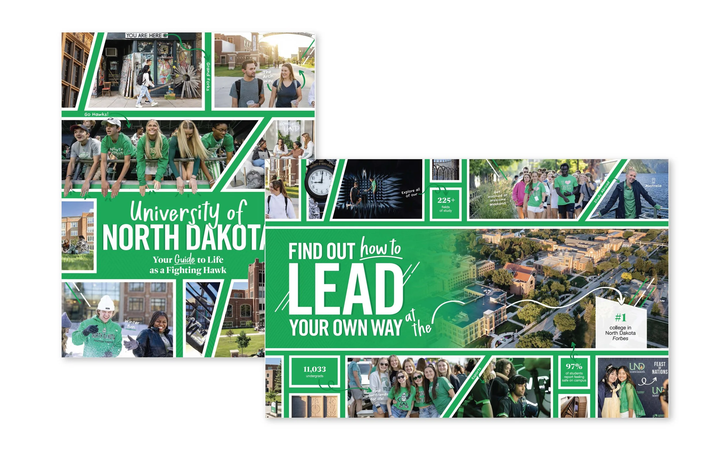 UND Viewbook cover and Inside spread screenshot.