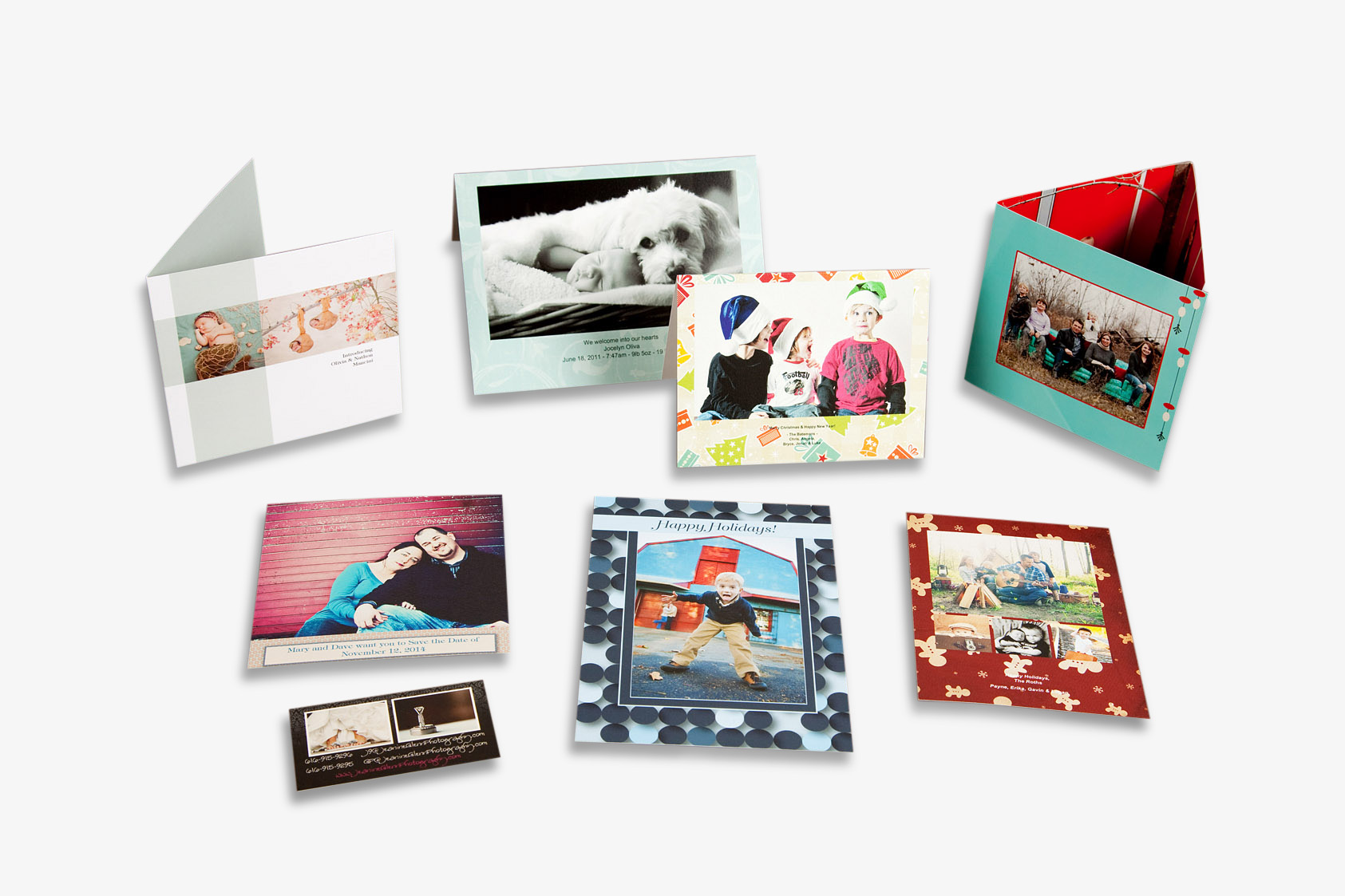 Press Printed Postcards, Folded Greeting Cards, Flat Greeting Cards and Business Cards