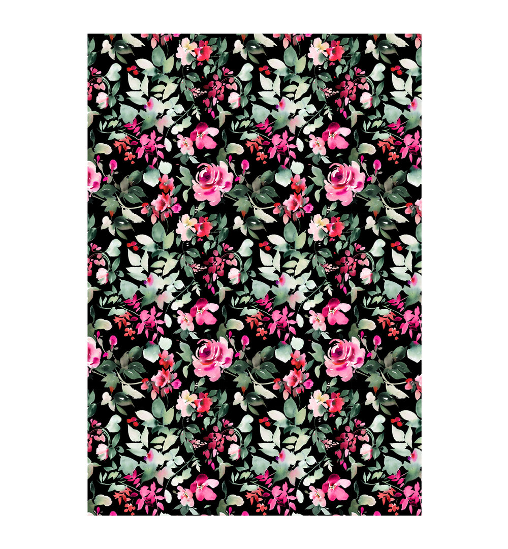 Floral Wrapping Paper Dark Floral Gift Wrap 3 Sheets 