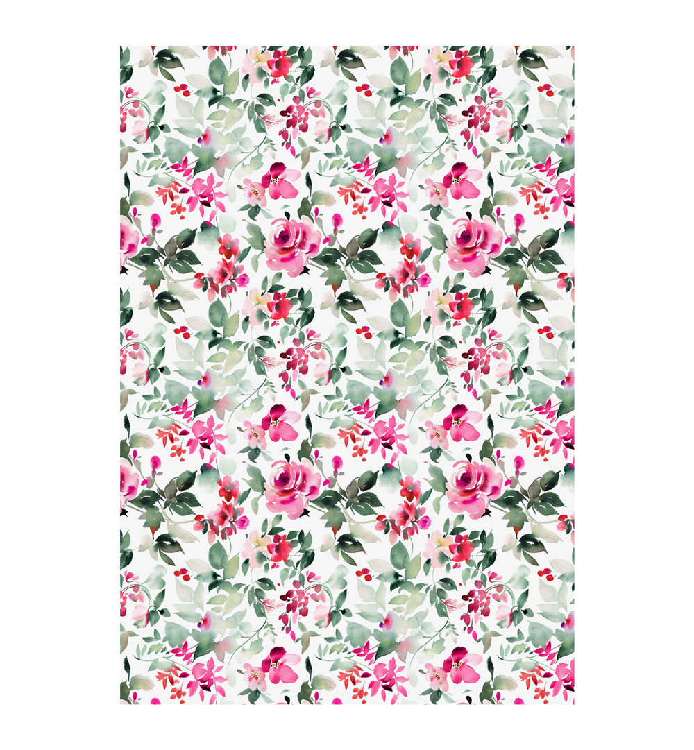 Woven Rose White Floral Wrapping Paper - 20 Sheets