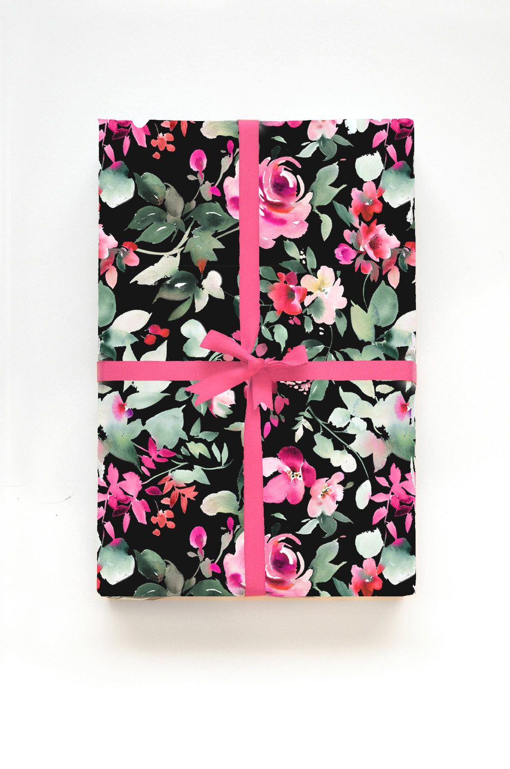 Winter Floral Gift Wrapping Sheets - Black (3) — JULIE SONG INK