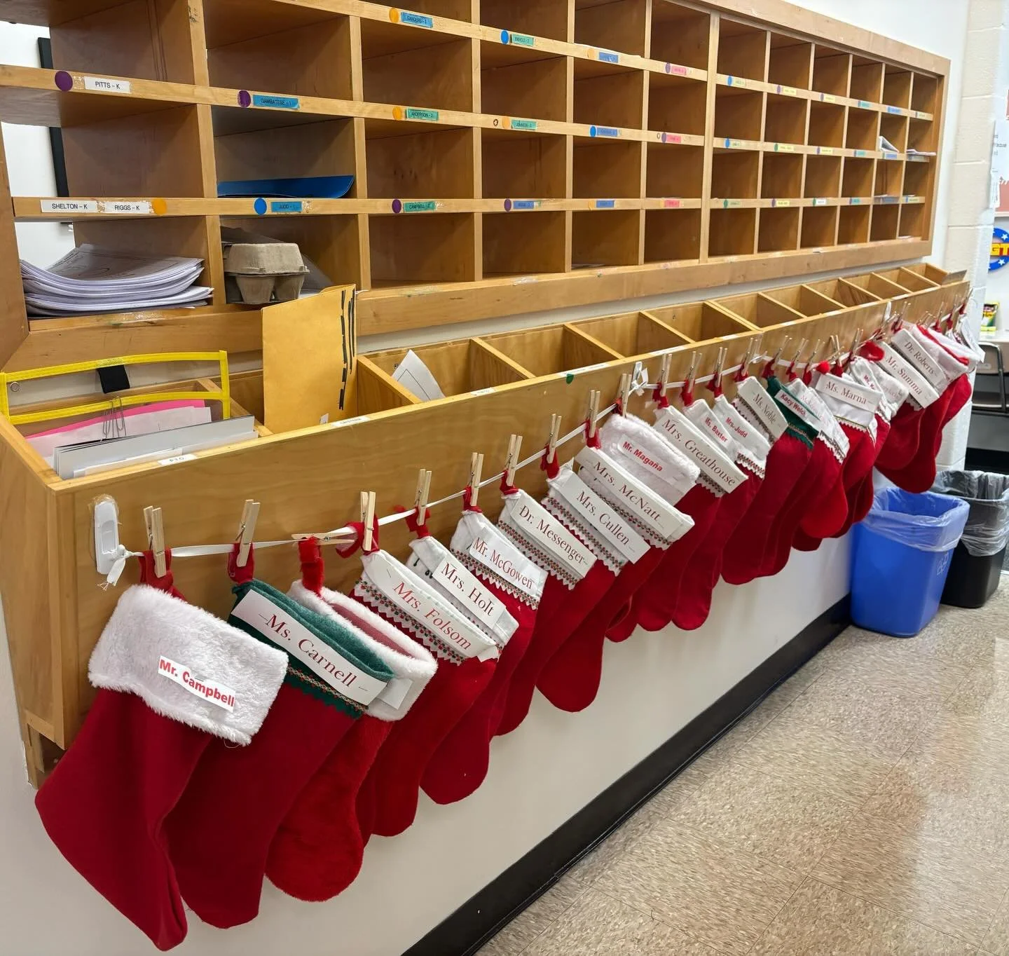 And the stockings were hung by the mailboxes with care&hellip; if anyone wants to give a little gift or card to ANY of the DM staff (teachers, admin, all support), everyone has a stocking! Let&rsquo;s shower them with holiday cheer! 🎅🏻