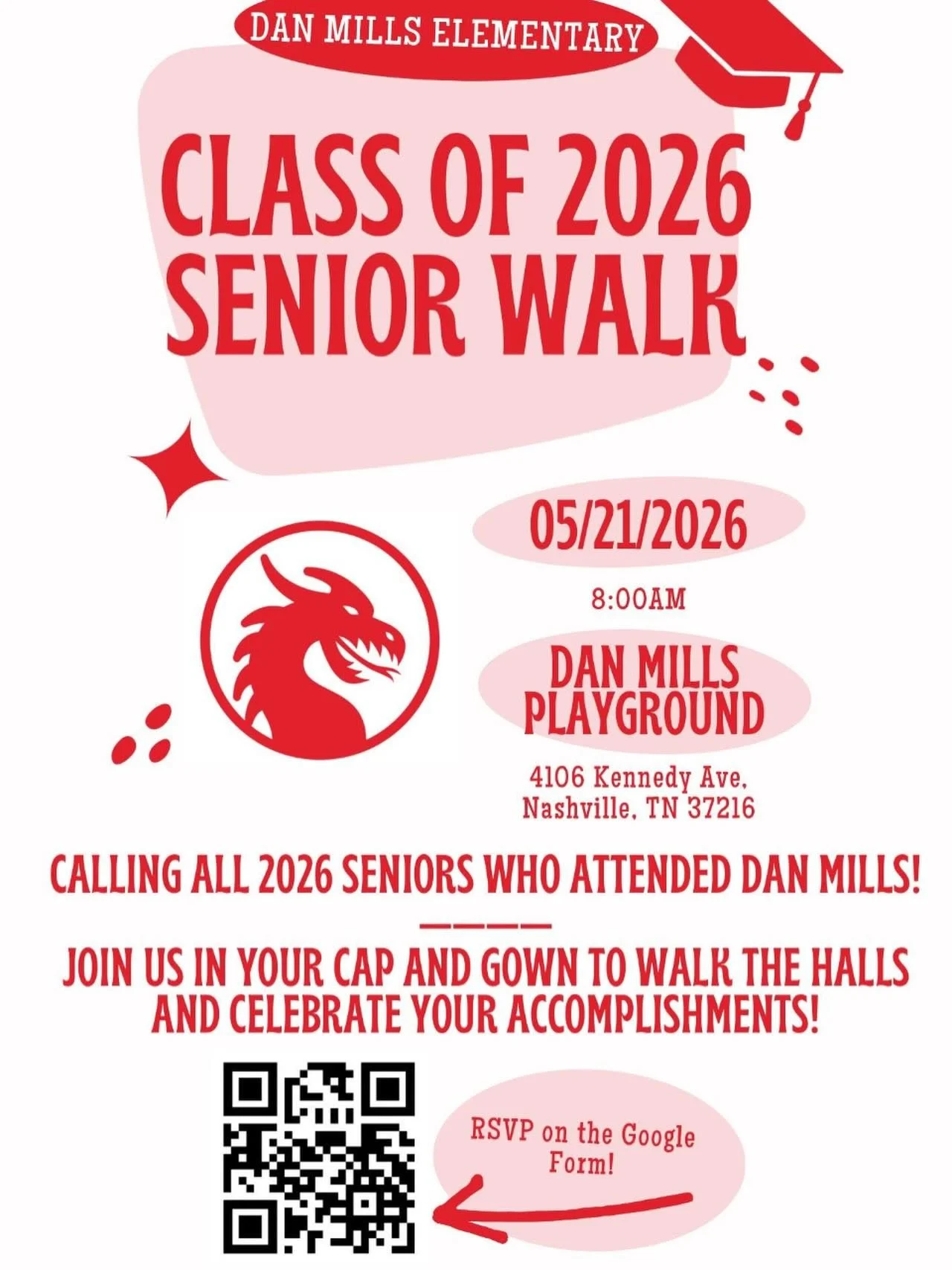 Calling all Dan Mills alumni who are graduating this year!  Join us for the Class Of 2026 Senior Walk!