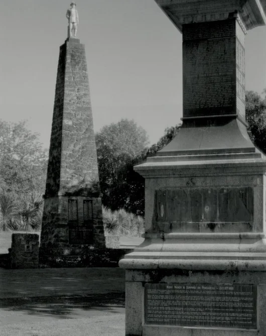 Laurence Aberhart, Maori War Memorial, Moutua Gardens, Whanganui, November 3, 2011, 2011, silver gelatin, gold and selenium toned (courtesy of the artist)