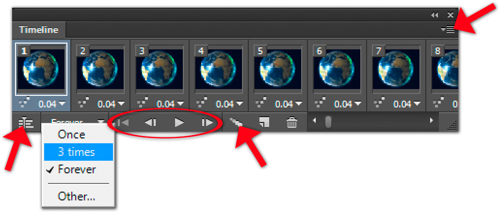 Image 2 — the Timeline panel