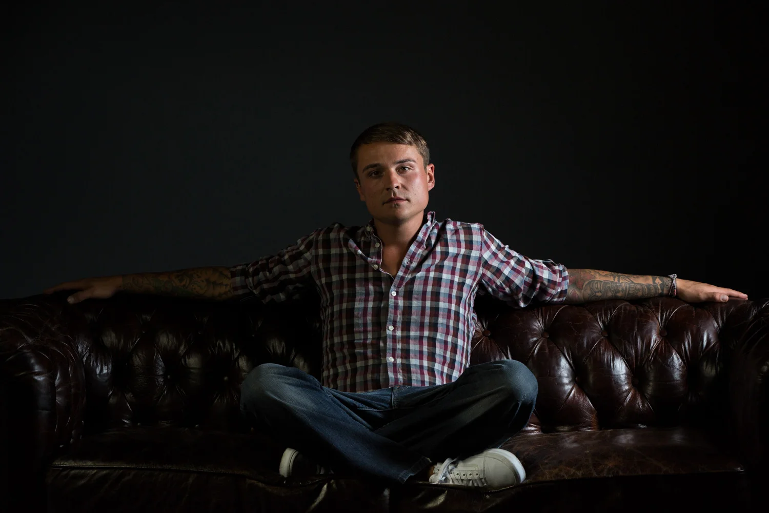 Single flash and soft box grid