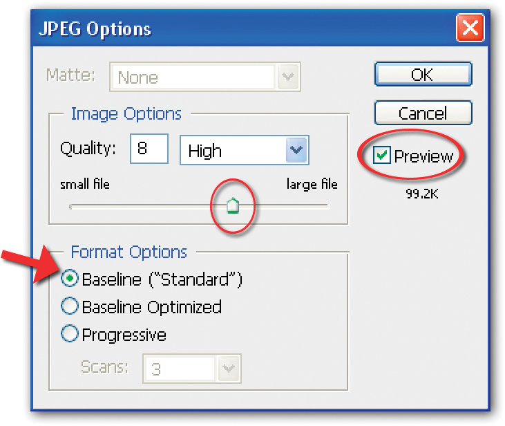 Image 4 — the Save As JPEG dialogue box