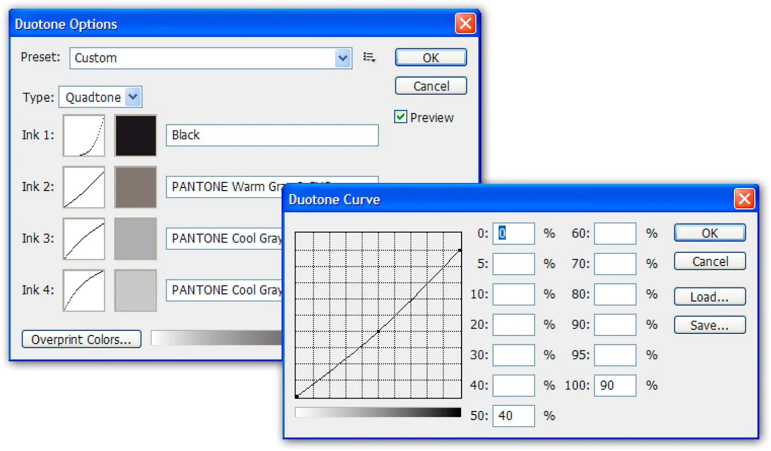 Image 11 — tweaking the individual curves for each ink