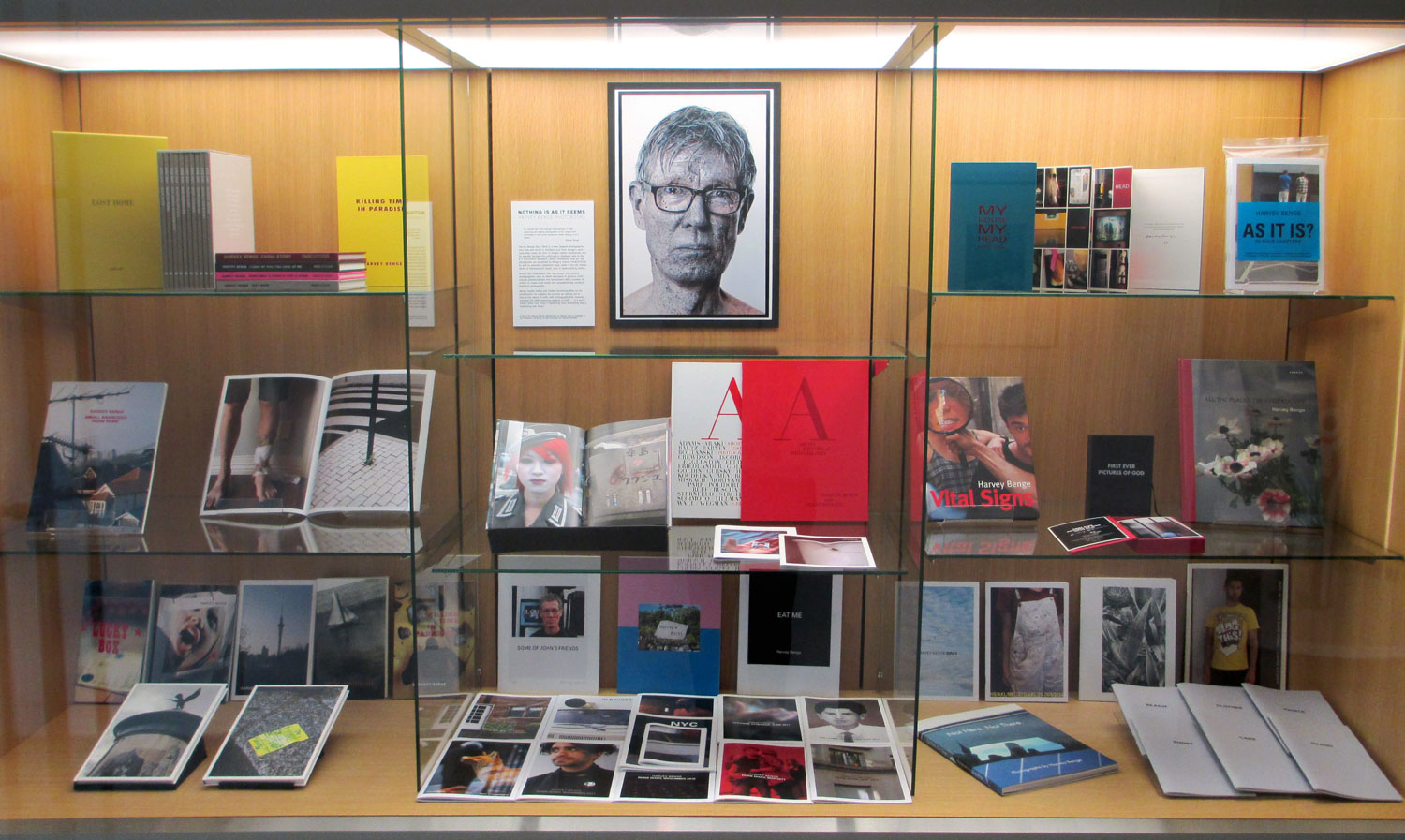 Installation view, Nothing Is As It Seems: Harvey Benge Photobooks , 2015, E H McCormick Research Library, Auckland Art Gallery Toi o Tāmaki