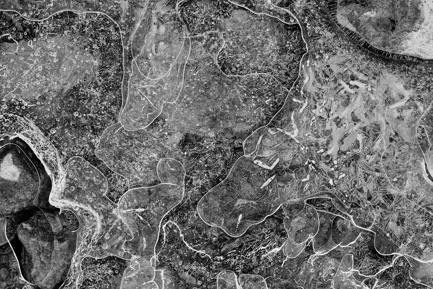 Image 8: Frozen ice in monochrome; Canon 5D Mark III, 100mm, f/16 1/5s, ISO 160