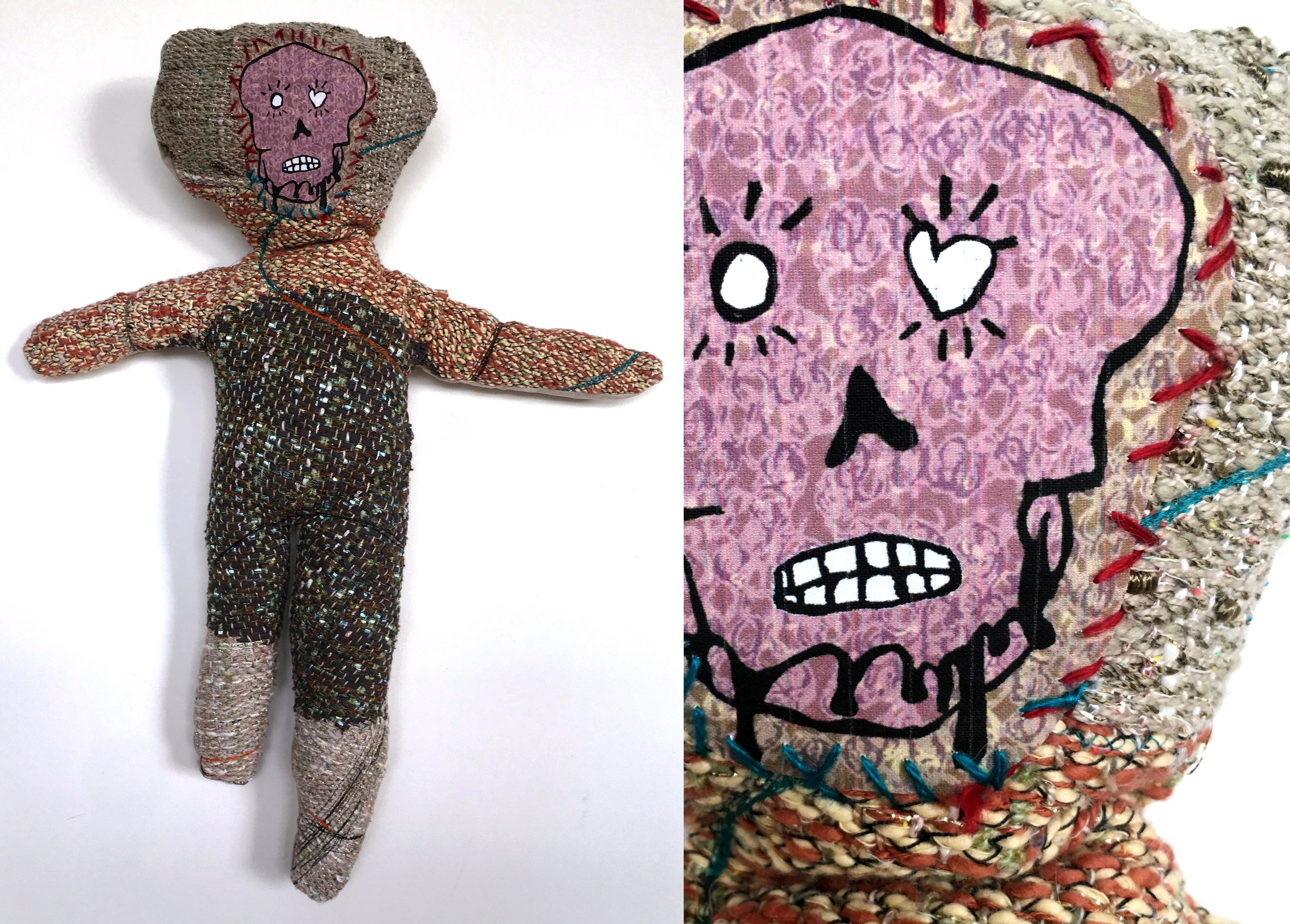   Skeleton Baby  h: 28" x w: 12" hand-woven and machine-made fabric, embroidery, inkjet prints, fleece 2017 