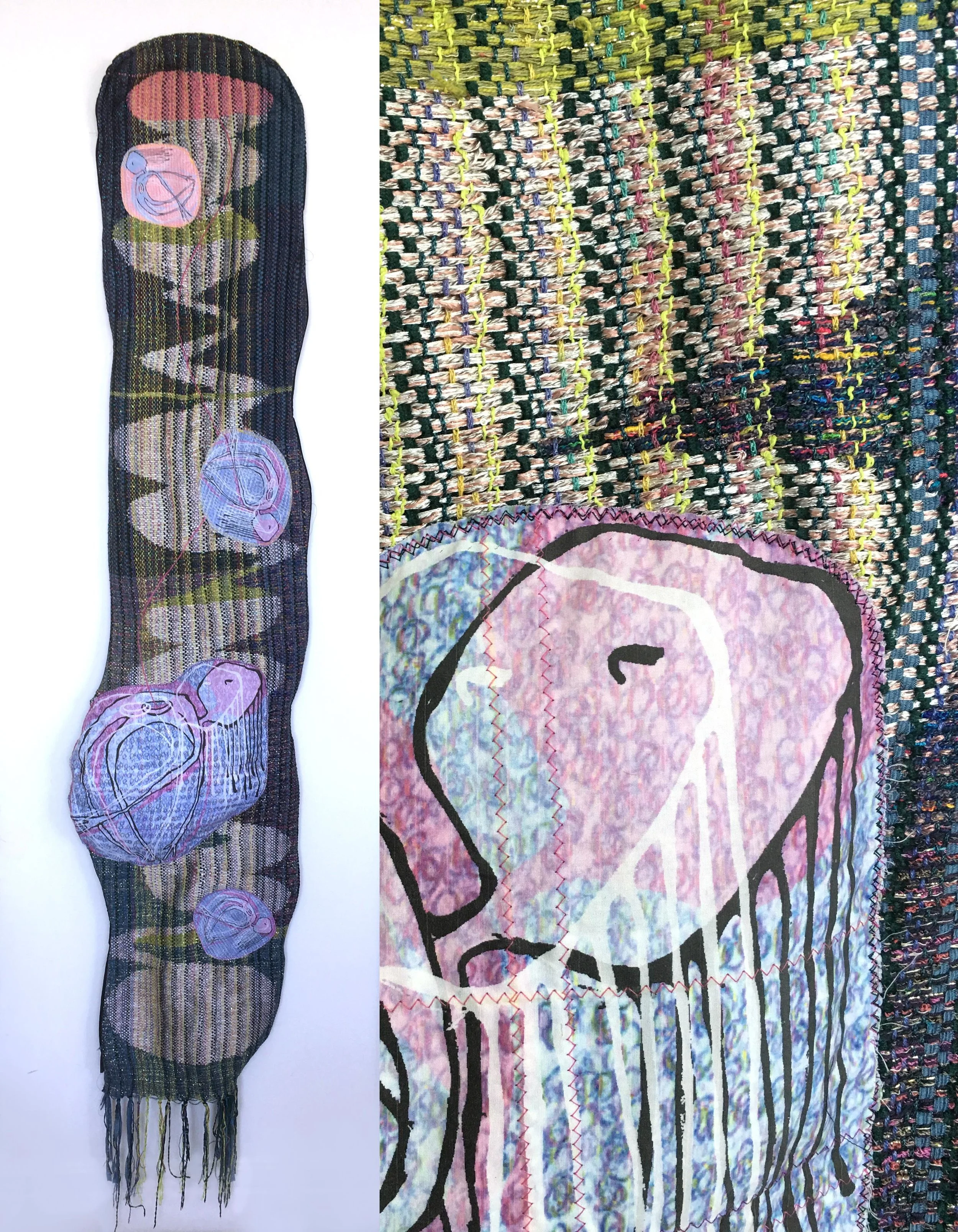 I Fell for You Big Time h: 75" x w: 16" hand-woven and machine-made fabric, embroidery, inkjet prints, fleece 2017
