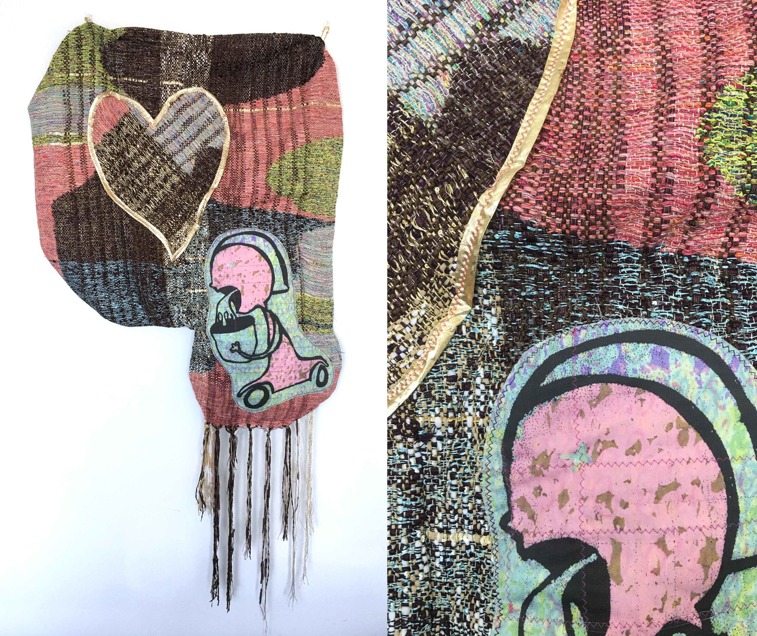  Really Love Sick  h: 36" x w: 28" hand-woven and machine-made fabric, embroidery, inkjet prints, fleece 2017 