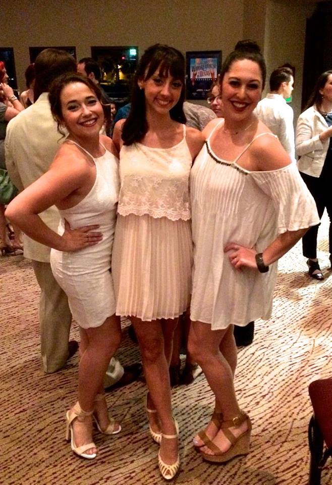 The three sisters at the opening night party (Alexandra, Brittany Santos, and Rebecca Kuznick)!