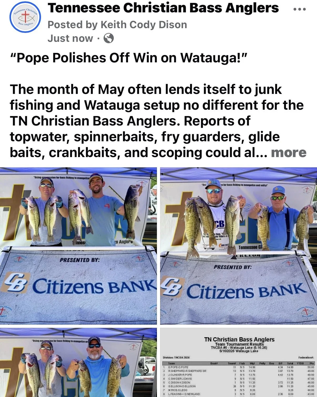 “Pope Polishes Off Win on Watauga!”