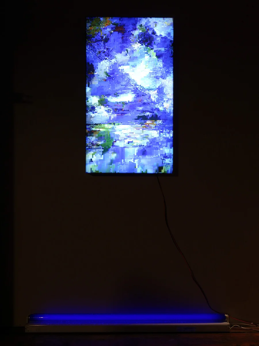LED light box prototype with black fluorescent tube Dimensions: 20x36"