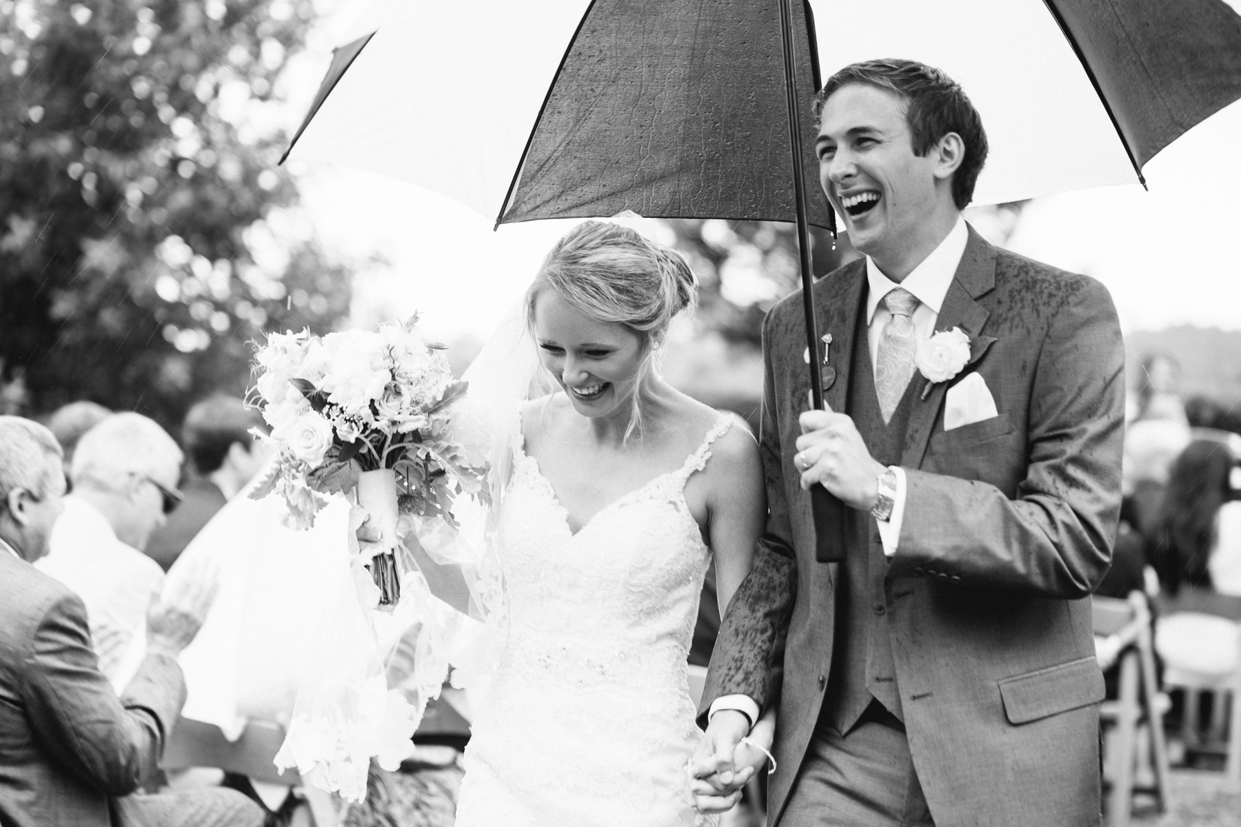 Bride and Groom in the Rain