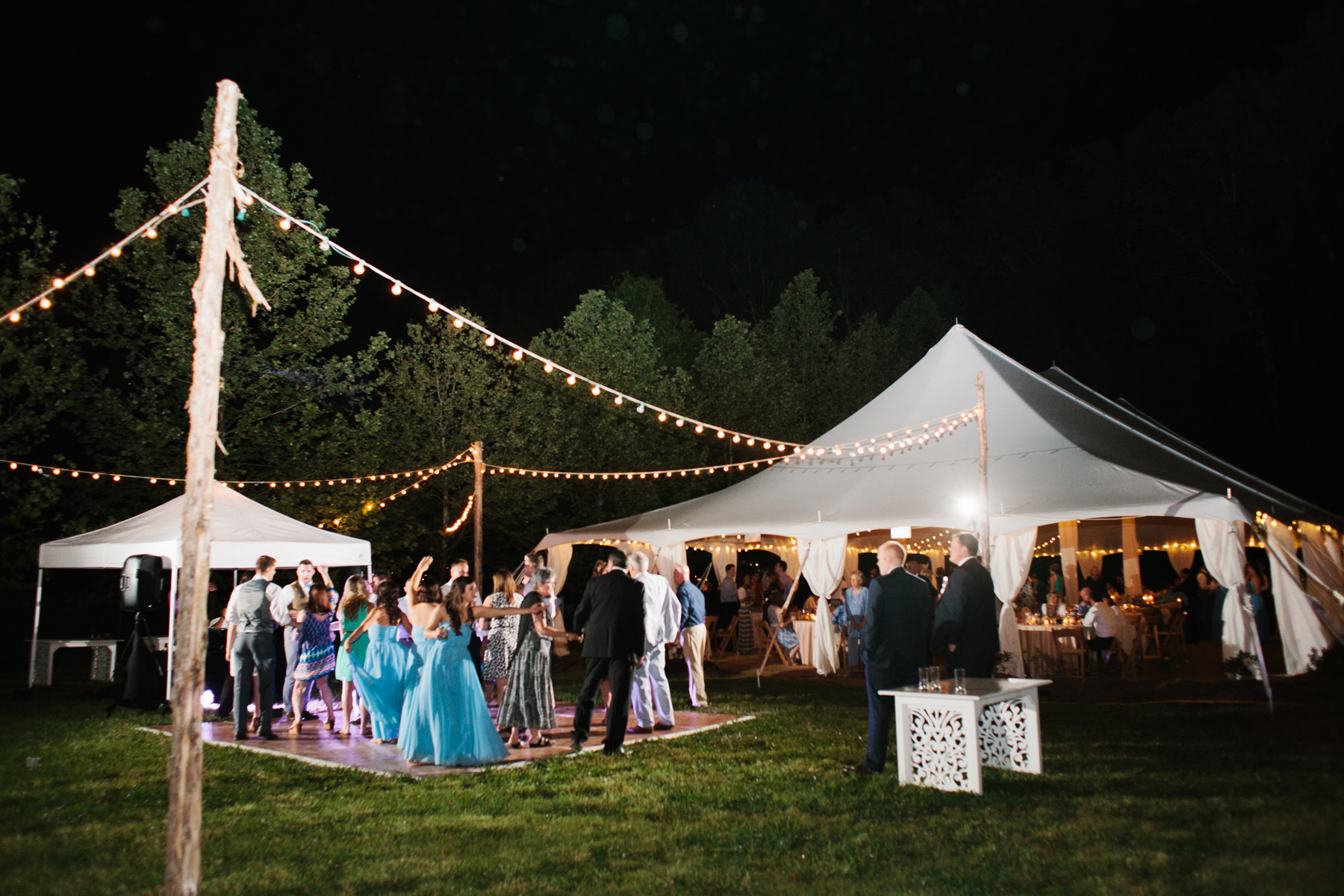 Outdoor Dance Floor and Tent with Lights